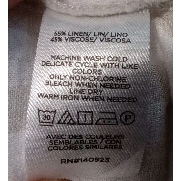 Loft Linen Blend Front Tie Beachy Striped Casual Shirt Women's Size L - Picture 9 of 10